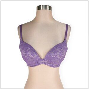 Victoria's Secret Angels Secret Embrace Purple Metallic Lace Bra Like New 34C
